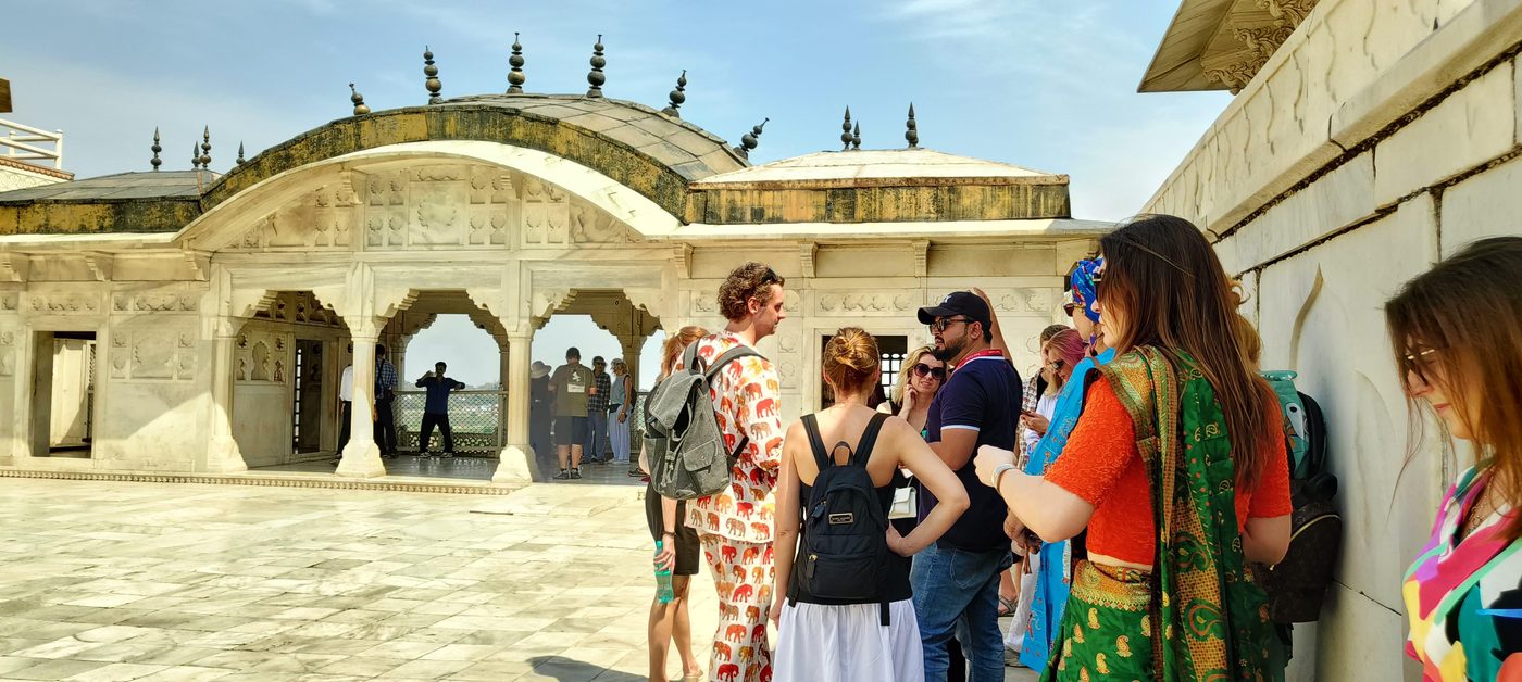 With guests at Agra Fort