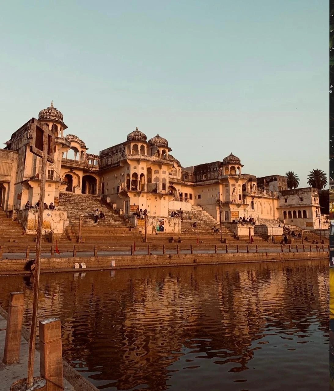 Ghats surrounding the sacred Pushkar Lake at sunrise